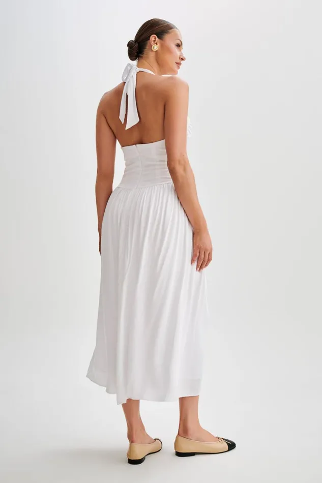 Women Meshki Dresses Harriette Halter Midi Dress 8211 White