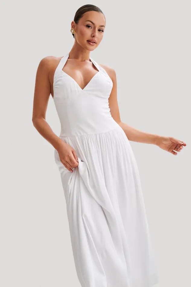 Women Meshki Dresses Harriette Halter Midi Dress 8211 White