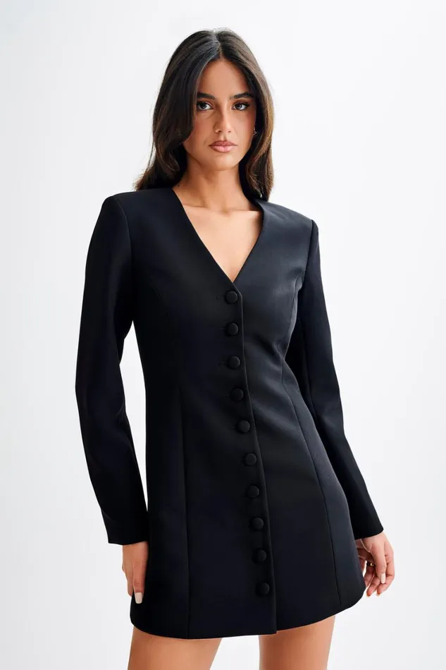 Women Meshki Dresses Hurley Long Sleeve Blazer Mini Dress 8211 Black