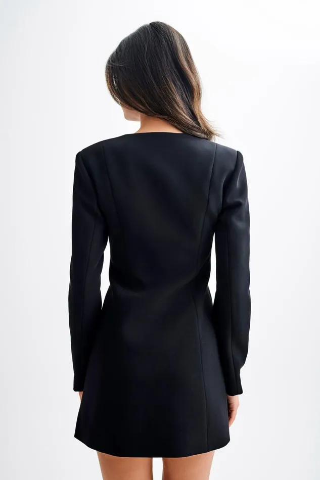 Women Meshki Dresses Hurley Long Sleeve Blazer Mini Dress 8211 Black