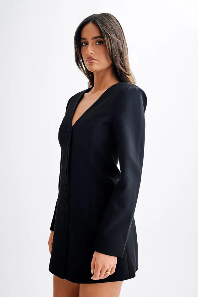 Women Meshki Dresses Hurley Long Sleeve Blazer Mini Dress 8211 Black