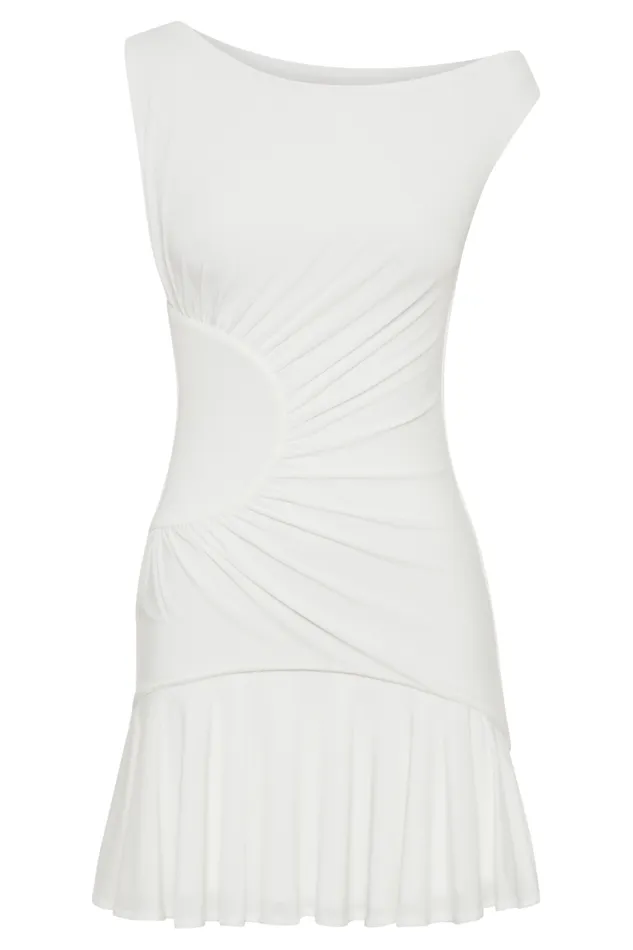 Women Meshki Dresses Irving Off Shoulder Slinky Mini Dress 8211 Ivory