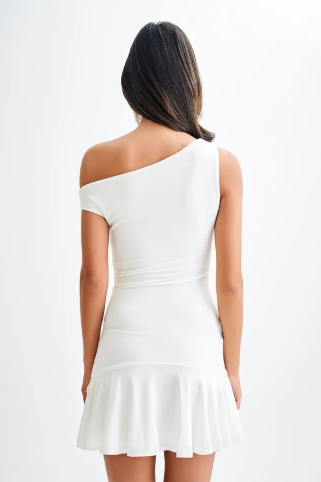 Women Meshki Dresses Irving Off Shoulder Slinky Mini Dress 8211 Ivory