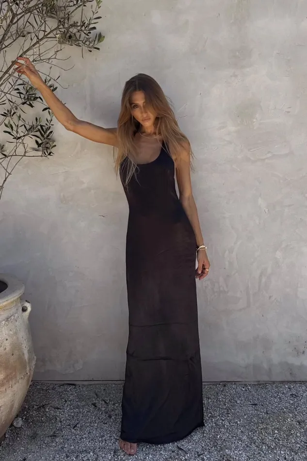 Women Meshki Dresses Jacquelyn Racerback Maxi Dress 8211 Black