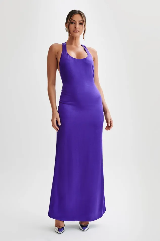 Women Meshki Dresses Jacquelyn Racerback Maxi Dress 8211 Deep Purple