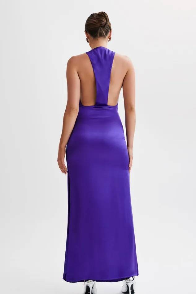 Women Meshki Dresses Jacquelyn Racerback Maxi Dress 8211 Deep Purple