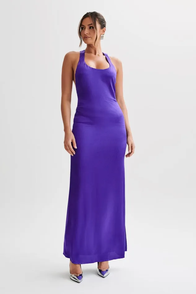 Women Meshki Dresses Jacquelyn Racerback Maxi Dress 8211 Deep Purple