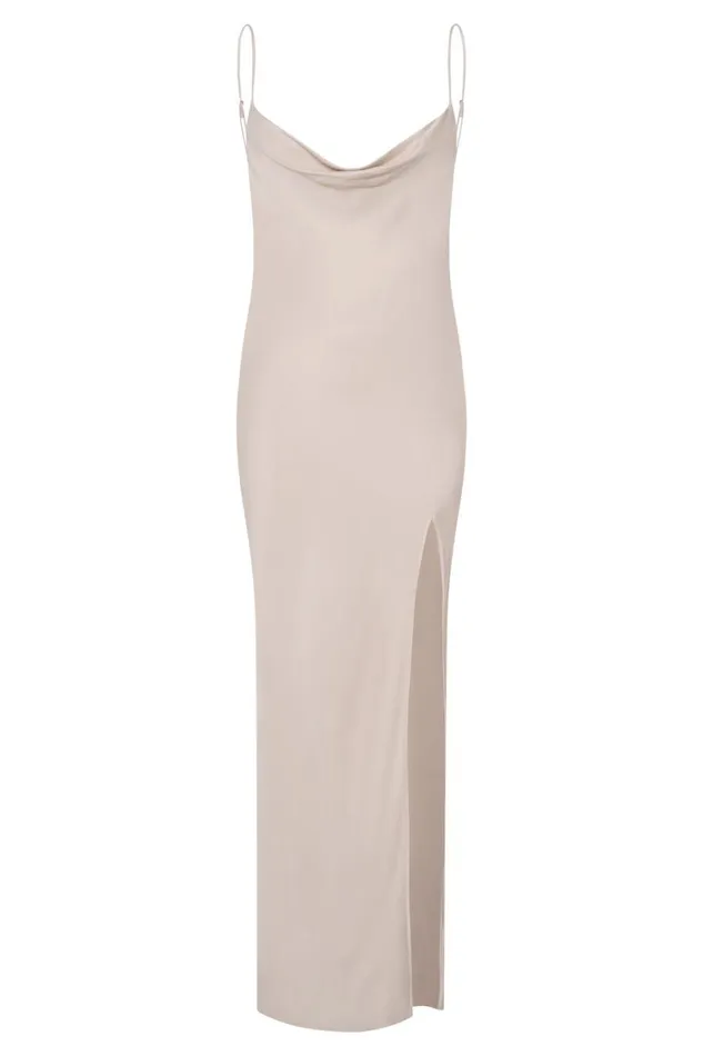 Women Meshki Dresses Jade Cowl Neck Backless Maxi Dress 8211 Bone