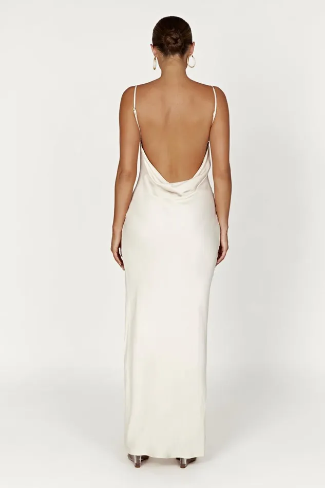 Women Meshki Dresses Jade Cowl Neck Backless Maxi Dress 8211 Bone