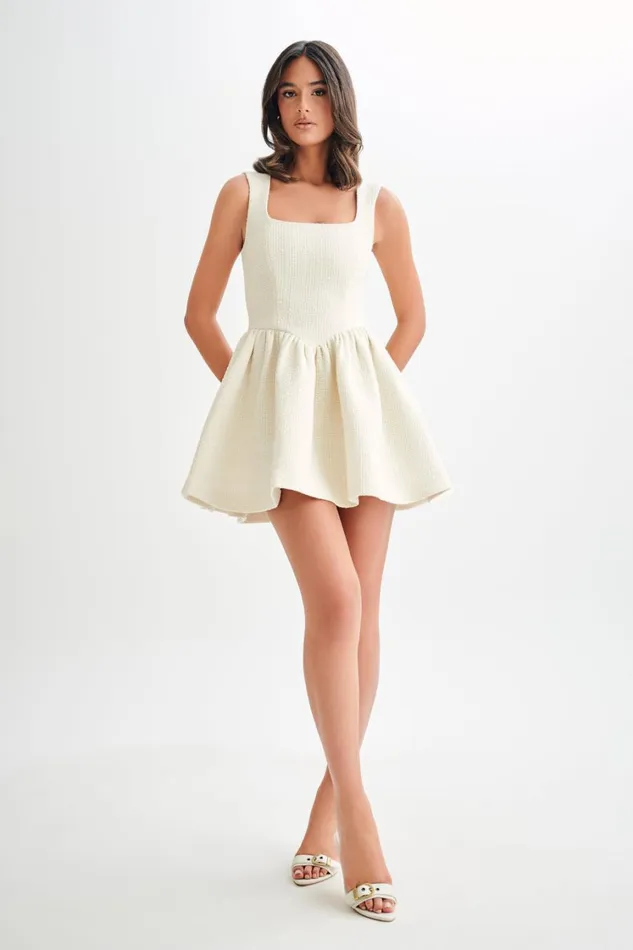 Women Meshki Dresses Jennifer Boucle Mini Dress 8211 Ivory