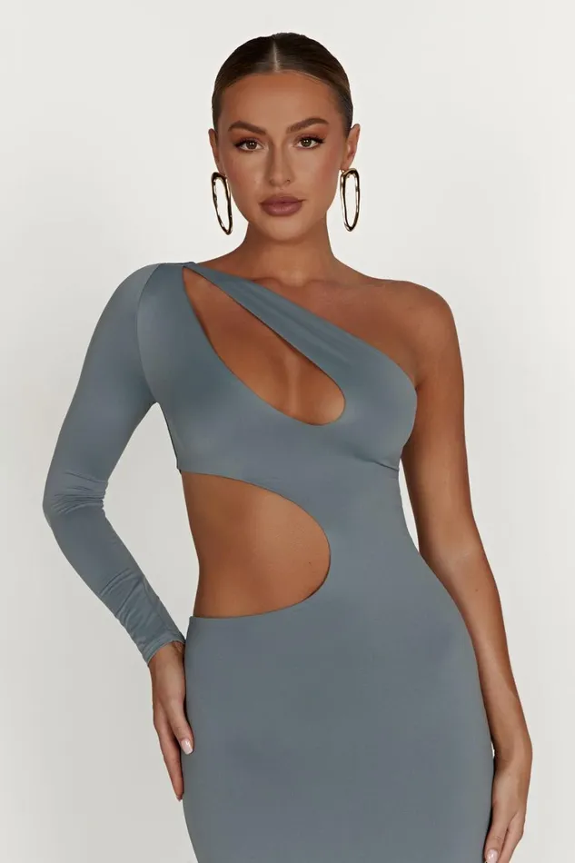 Women Meshki Dresses Joyce Recycled Nylon Cut Out Maxi Dress 8211 Light Charcoal Women Meshki Dresses Joyce Recycled Nylon Cut Out Maxi Dress 8211 Light Charcoal