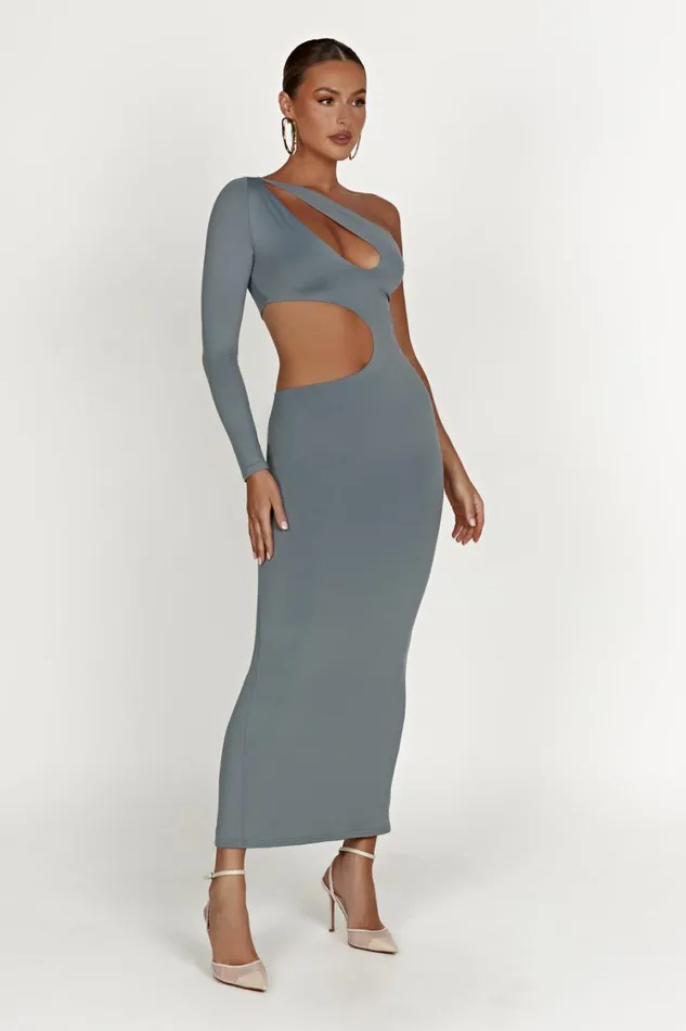 Women Meshki Dresses Joyce Recycled Nylon Cut Out Maxi Dress 8211 Light Charcoal Women Meshki Dresses Joyce Recycled Nylon Cut Out Maxi Dress 8211 Light Charcoal