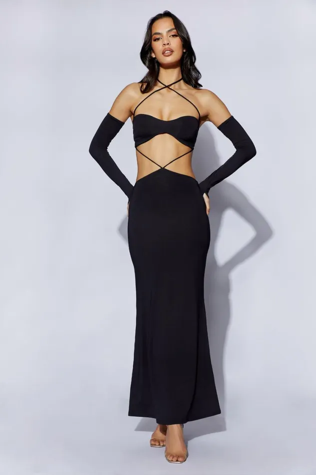Women Meshki Dresses Jules Maxi Triangle Cut Out Dress 8211 Black Women Meshki Dresses Jules Maxi Triangle Cut Out Dress 8211 Black