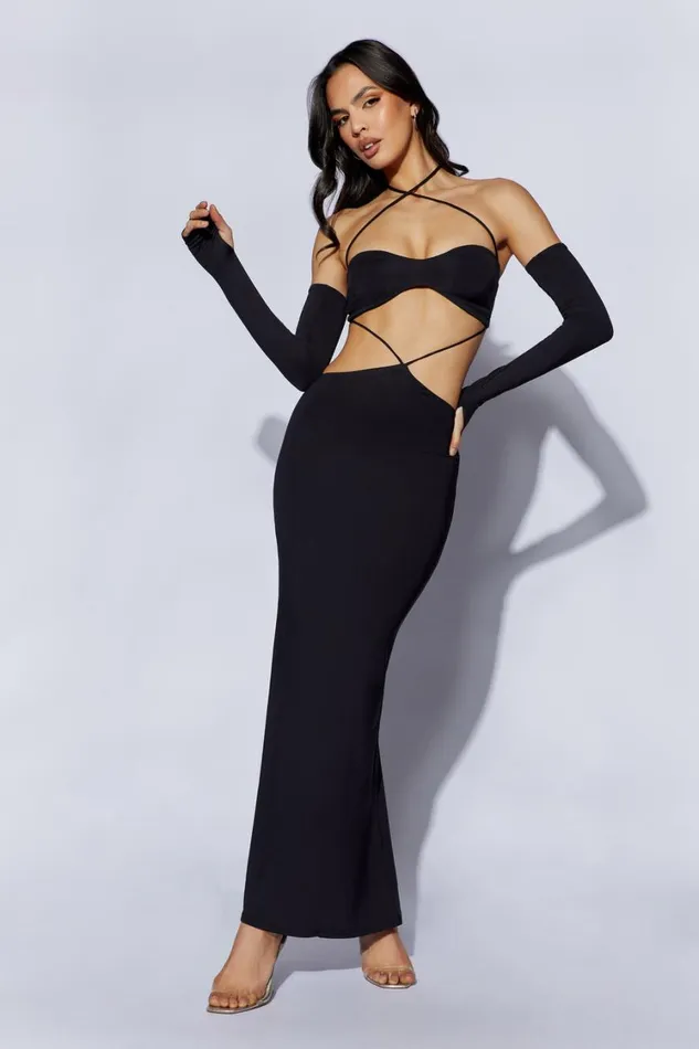 Women Meshki Dresses Jules Maxi Triangle Cut Out Dress 8211 Black Women Meshki Dresses Jules Maxi Triangle Cut Out Dress 8211 Black