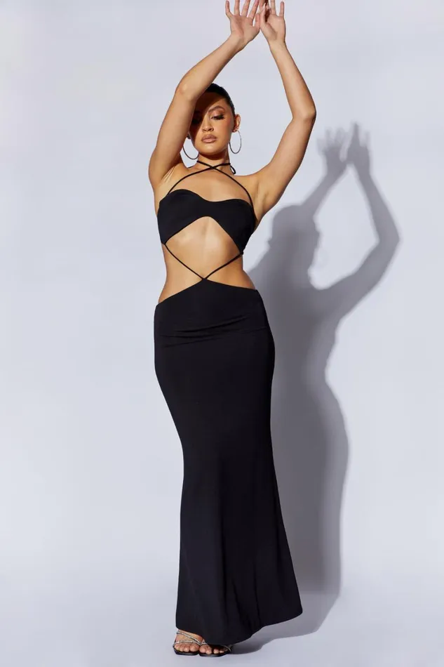 Women Meshki Dresses Jules Maxi Triangle Cut Out Dress 8211 Black Women Meshki Dresses Jules Maxi Triangle Cut Out Dress 8211 Black