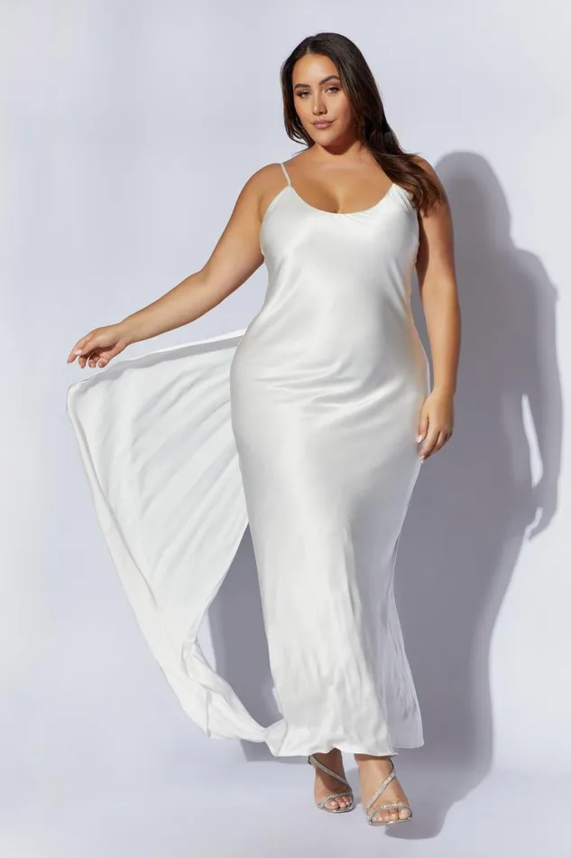 Women Meshki Dresses Kailey Low Back Maxi Dress With Detachable Bow Train 8211 White Women Meshki Dresses Kailey Low Back Maxi Dress With Detachable Bow Train 8211 White