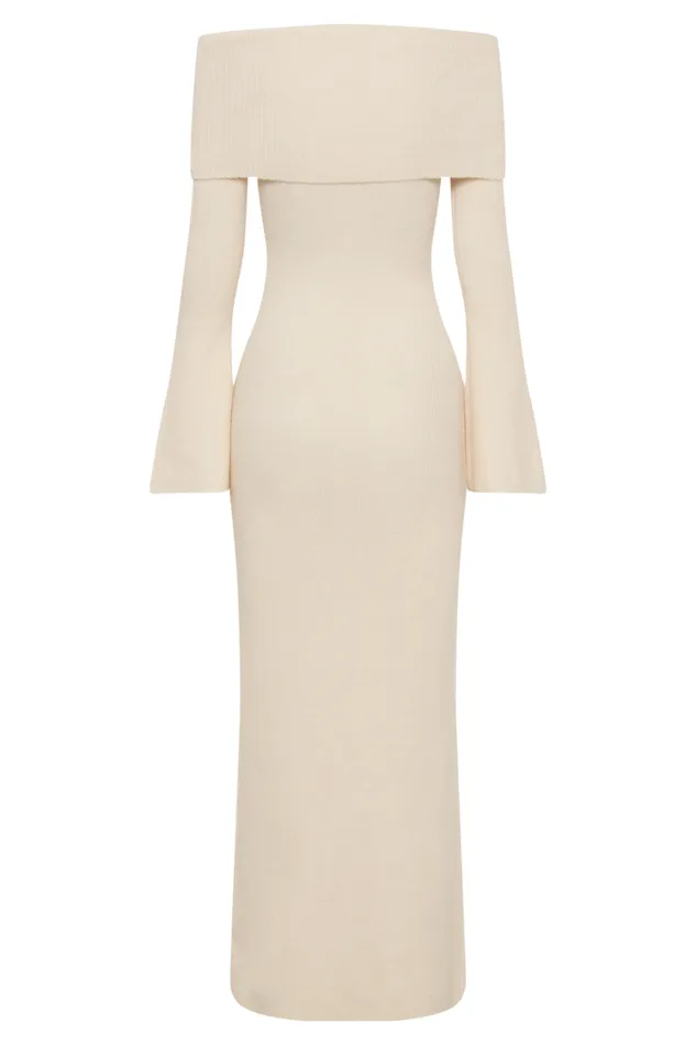 Women Meshki Dresses Katherine Off Shoulder Knit Maxi Dress 8211 Ivory
