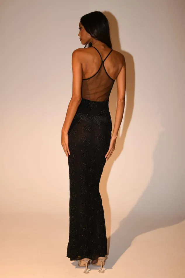 Women Meshki Dresses Kathy Rose Beaded Maxi Dress 8211 Black