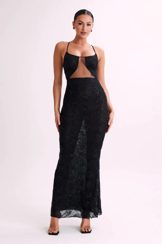Women Meshki Dresses Kathy Rose Beaded Maxi Dress 8211 Black