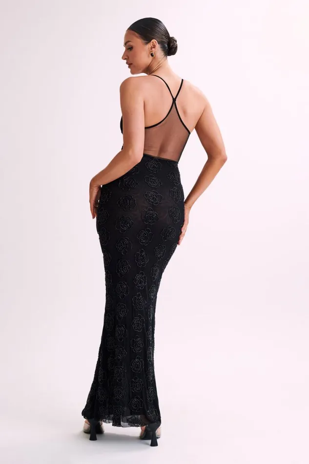 Women Meshki Dresses Kathy Rose Beaded Maxi Dress 8211 Black