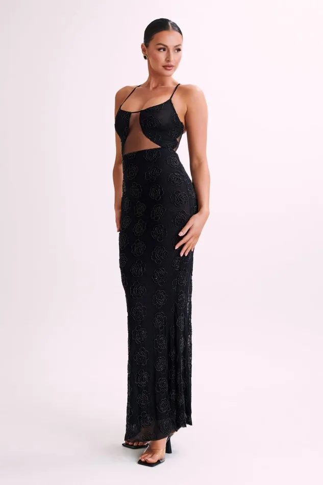 Women Meshki Dresses Kathy Rose Beaded Maxi Dress 8211 Black