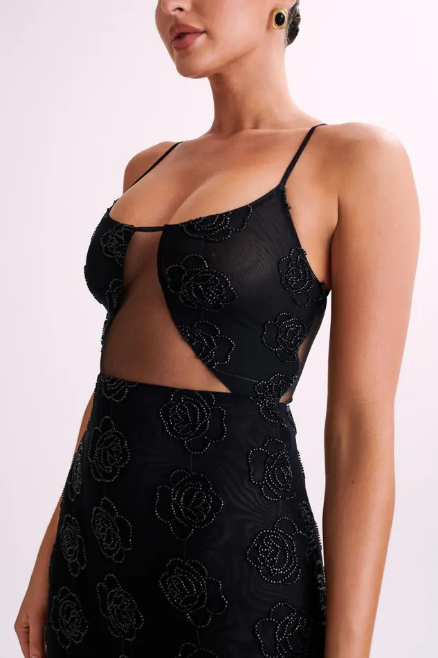 Women Meshki Dresses Kathy Rose Beaded Maxi Dress 8211 Black