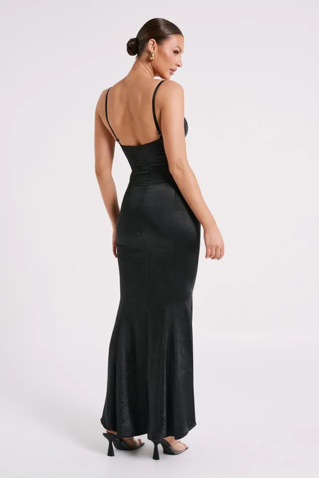 Women Meshki Dresses Katya Cupped Satin Maxi Dress 8211 Black
