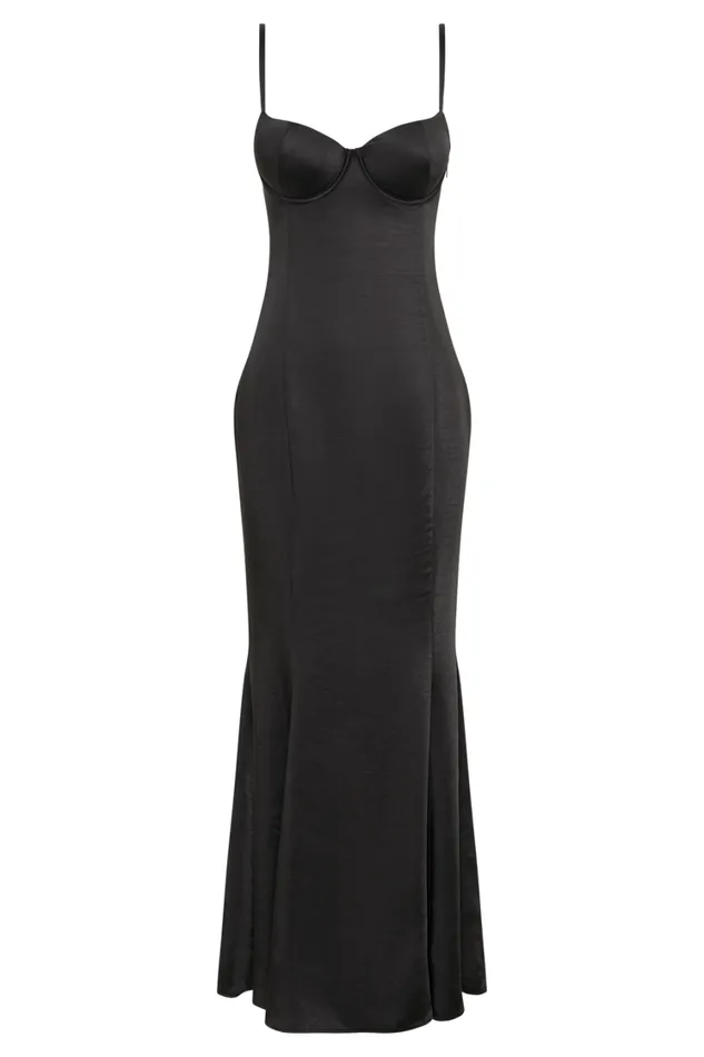 Women Meshki Dresses Katya Cupped Satin Maxi Dress 8211 Black