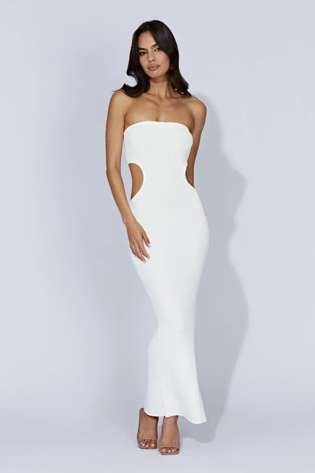 Women Meshki Dresses Kori Knit Bandeau Maxi Dress 8211 White