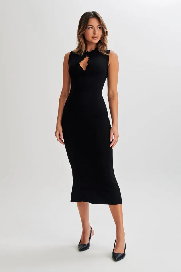 Women Meshki Dresses Korva Knit Midi Dress 8211 Black