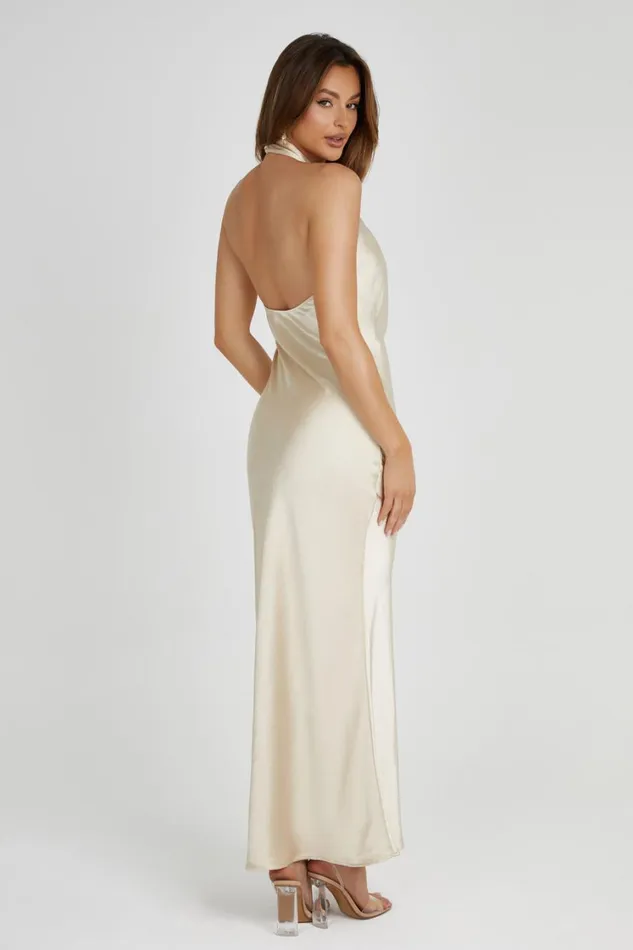 Women Meshki Dresses Laura Halter Satin Gown 8211 Gold