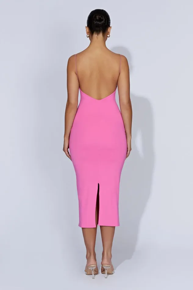 Women Meshki Dresses Lexia Scoop Low Neck Midi Dress 8211 Bubblegum Pink