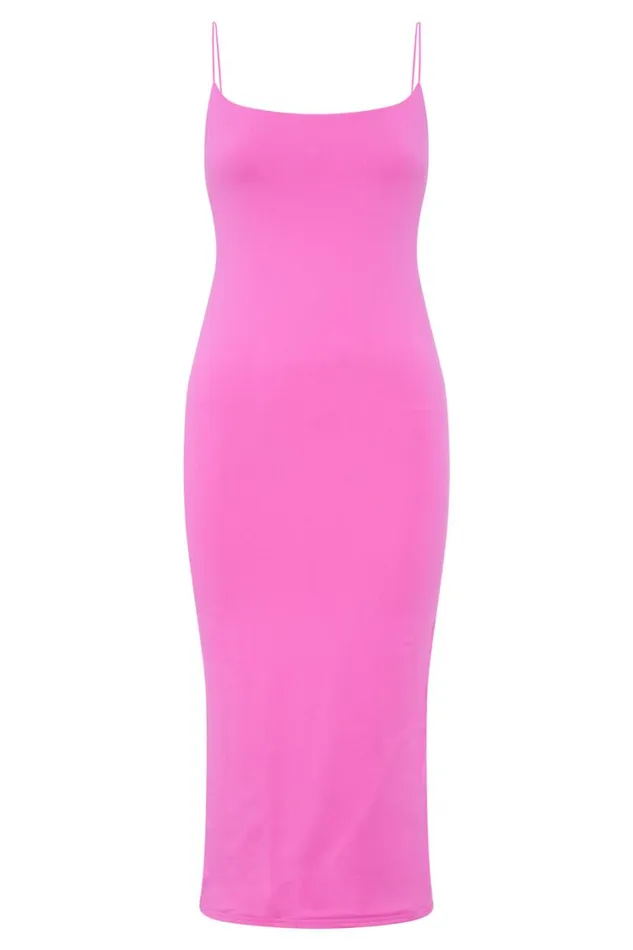 Women Meshki Dresses Lexia Scoop Low Neck Midi Dress 8211 Bubblegum Pink