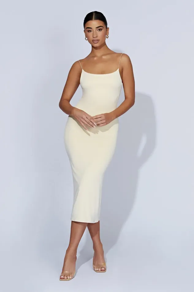 Women Meshki Dresses Lexia Scoop Low Neck Midi Dress 8211 Cream