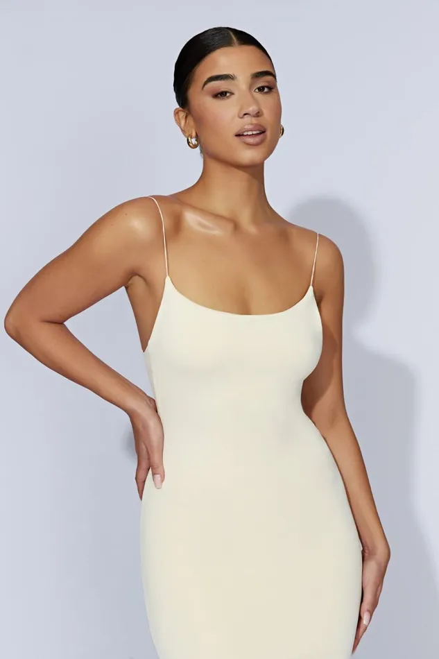 Women Meshki Dresses Lexia Scoop Low Neck Midi Dress 8211 Cream