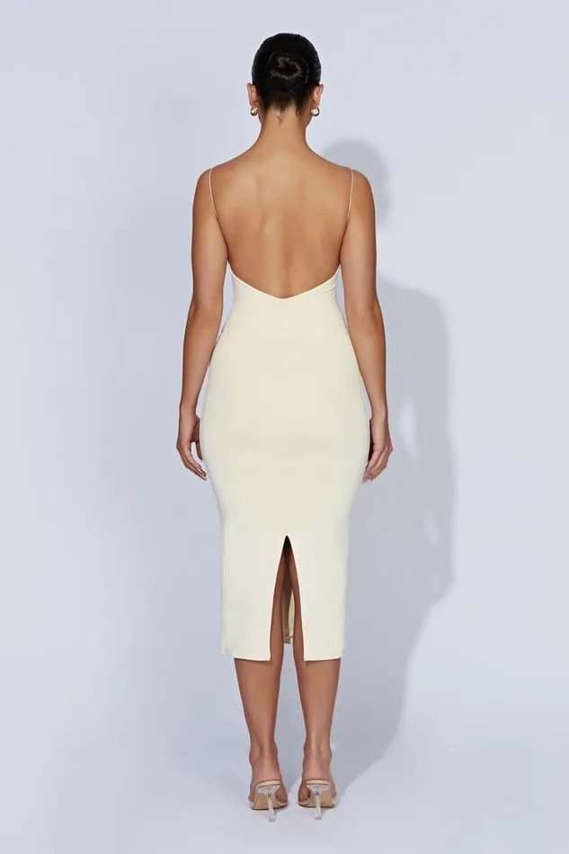 Women Meshki Dresses Lexia Scoop Low Neck Midi Dress 8211 Cream