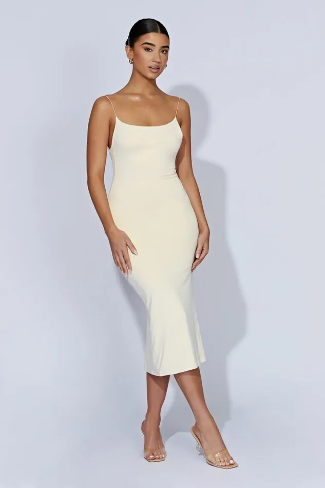 Women Meshki Dresses Lexia Scoop Low Neck Midi Dress 8211 Cream
