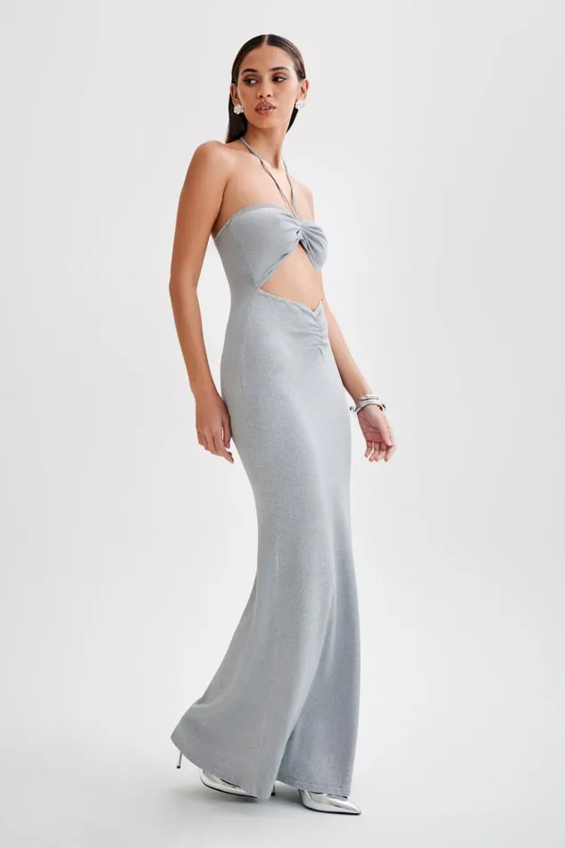 Women Meshki Dresses Lilith Reflective Knit Maxi Dress 8211 Silver