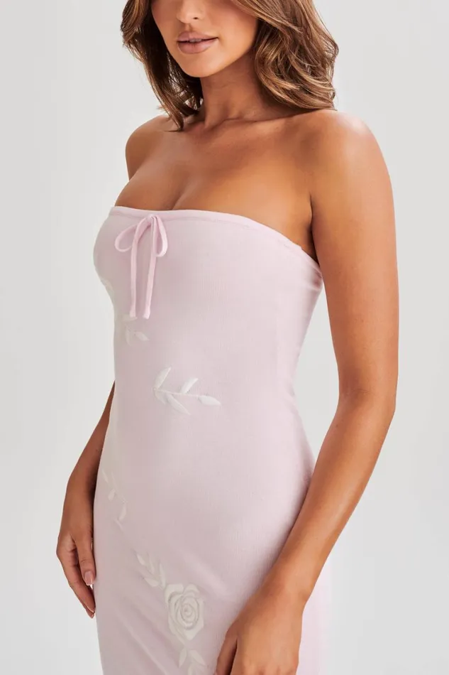 Women Meshki Dresses Lorelai Strapless Rose Knit Maxi Dress 8211 Fairy Floss Pink