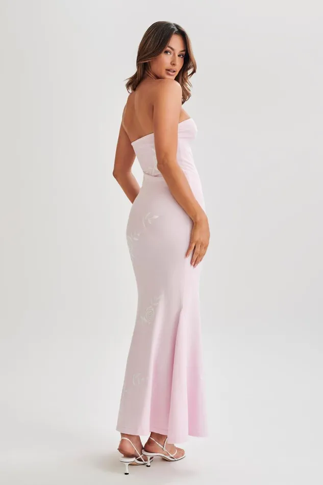 Women Meshki Dresses Lorelai Strapless Rose Knit Maxi Dress 8211 Fairy Floss Pink