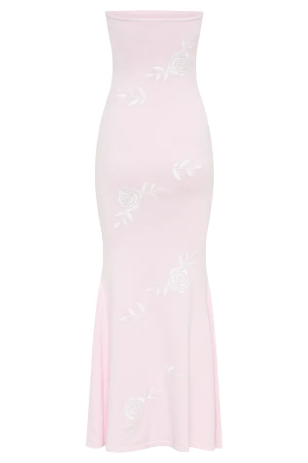 Women Meshki Dresses Lorelai Strapless Rose Knit Maxi Dress 8211 Fairy Floss Pink