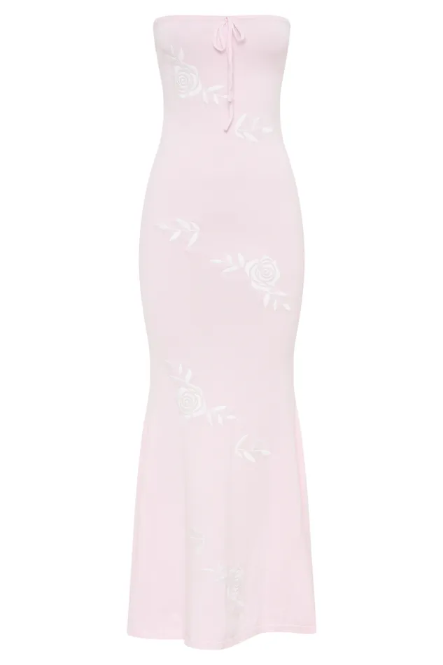 Women Meshki Dresses Lorelai Strapless Rose Knit Maxi Dress 8211 Fairy Floss Pink