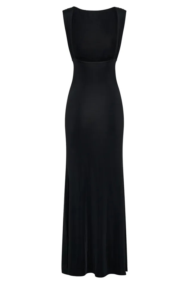 Women Meshki Dresses Malia Slinky Ruched Maxi Dress 8211 Black