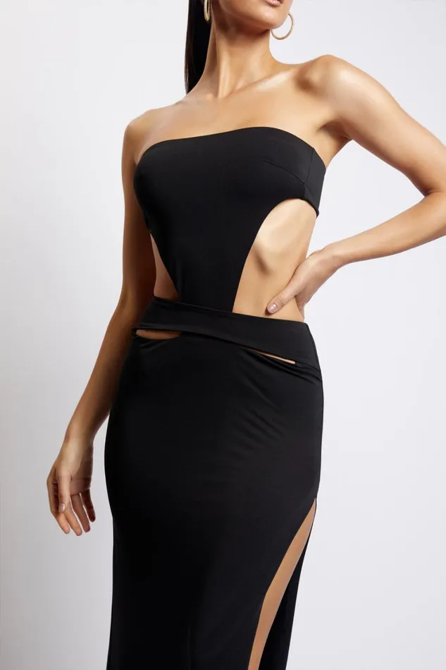 Women Meshki Dresses Marissa Strapless Maxi Dress With Waist Tie 8211 Black Women Meshki Dresses Marissa Strapless Maxi Dress With Waist Tie 8211 Black