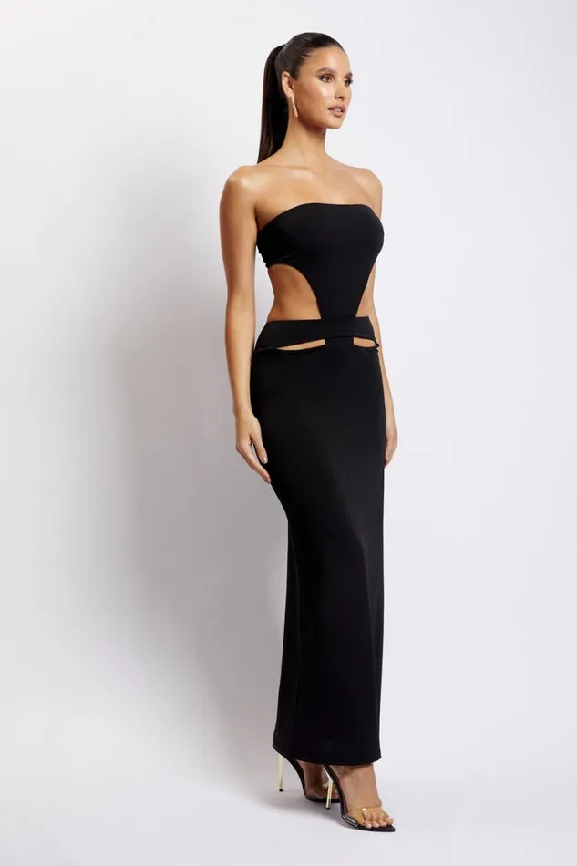 Women Meshki Dresses Marissa Strapless Maxi Dress With Waist Tie 8211 Black Women Meshki Dresses Marissa Strapless Maxi Dress With Waist Tie 8211 Black