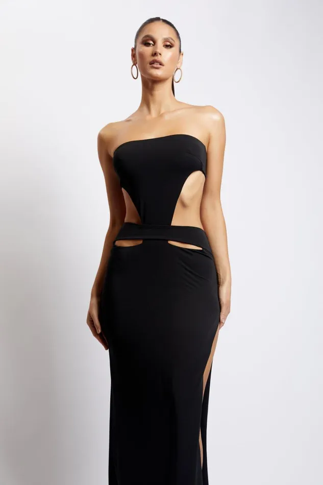 Women Meshki Dresses Marissa Strapless Maxi Dress With Waist Tie 8211 Black Women Meshki Dresses Marissa Strapless Maxi Dress With Waist Tie 8211 Black