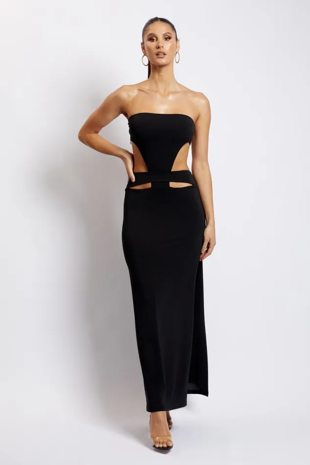 Women Meshki Dresses Marissa Strapless Maxi Dress With Waist Tie 8211 Black Women Meshki Dresses Marissa Strapless Maxi Dress With Waist Tie 8211 Black
