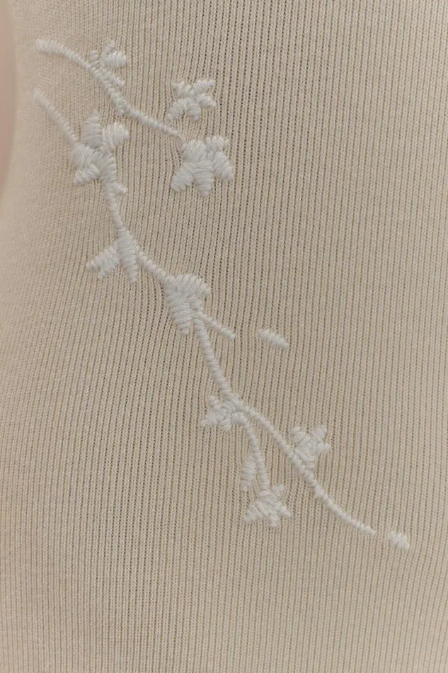 Women Meshki Dresses Mckenna Embroidered Knit Midi Dress 8211 Cream And Ivory