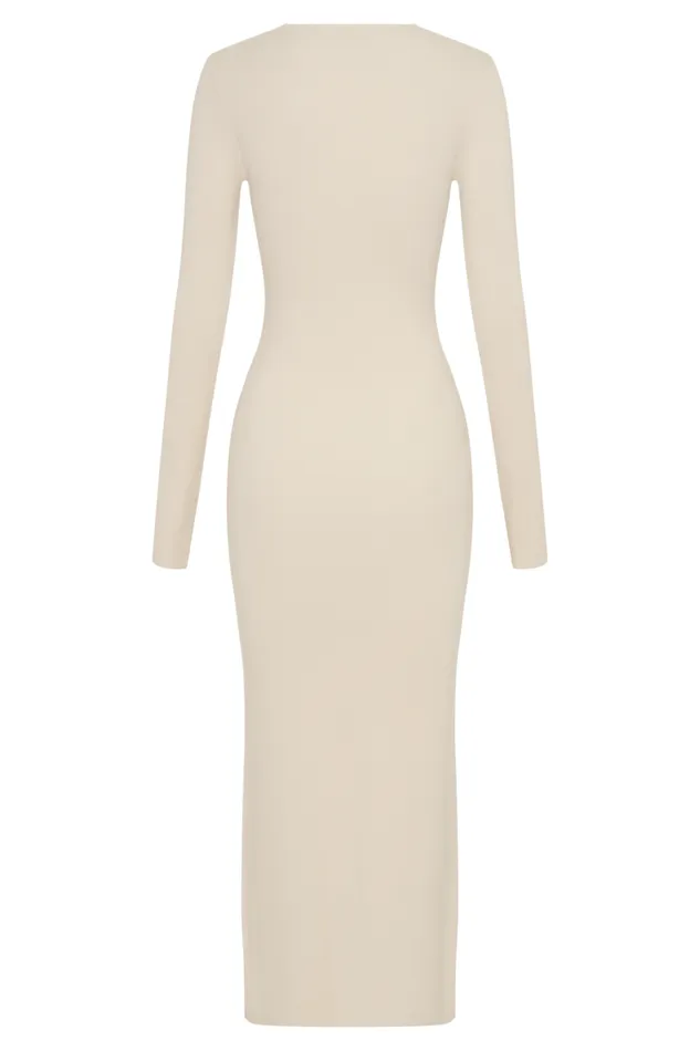 Women Meshki Dresses Mckenna Embroidered Knit Midi Dress 8211 Cream And Ivory