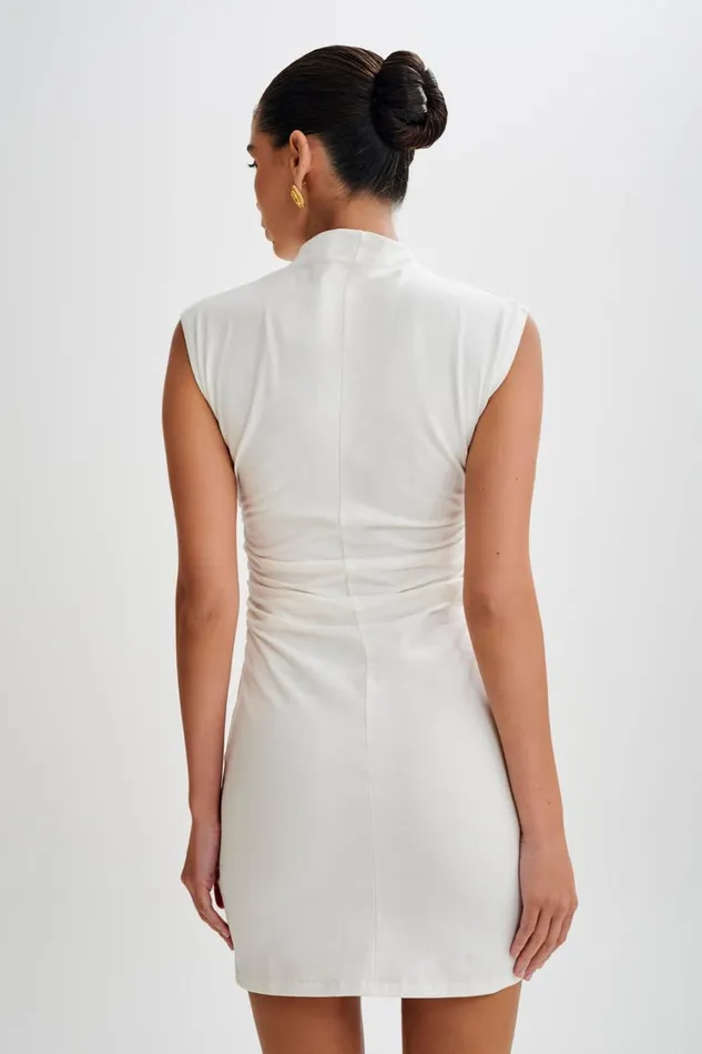 Women Meshki Dresses Melania High Neck Mini Dress 8211 White